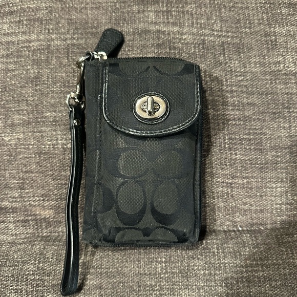 Black Coach Phone Wristlet - Picture 1 of 5